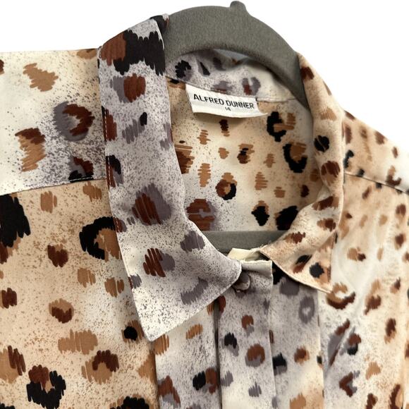 VTG Cheetah Print Blouse Top 14 Business Career Party Button Animal 90s Mob Wife - Picture 3 of 14